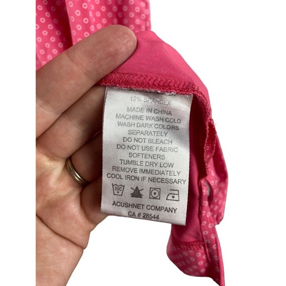 Footjoy 2XL XXL Polo Shirt Pink White Polka Dot Print Short Sleeve Mens Golf - Picture 8 of 8